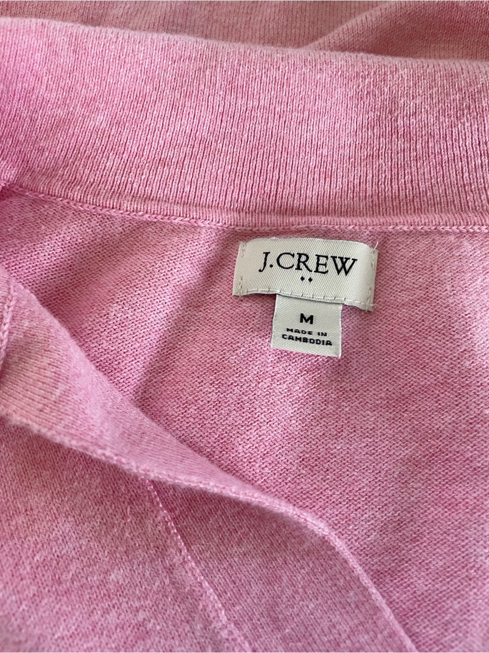 J. Crew Pink V-Neck Collar 100% Cotton Sweater Size Medium - Picture 3 of 8